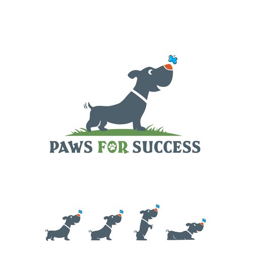 Dog logo with the title 'Paws for Success'