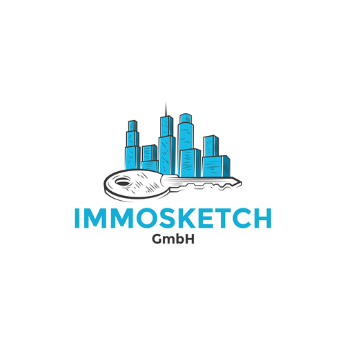 Skyscraper design with the title 'Real estate hand-drawn logo'