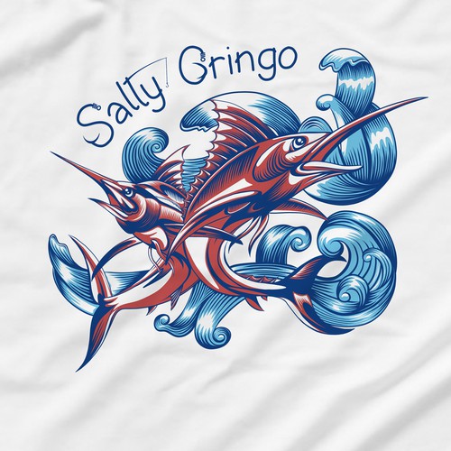 Tropical t-shirt with the title 'T-Shirt Design for Salty Gringo'