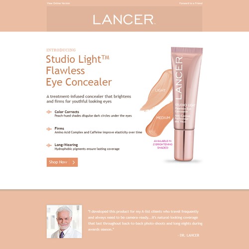 Newsletter design with the title 'Skin Care Email Design'