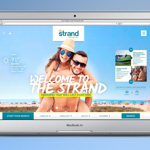 Beach website with the title 'Website Redesign for a Boutique Resort'