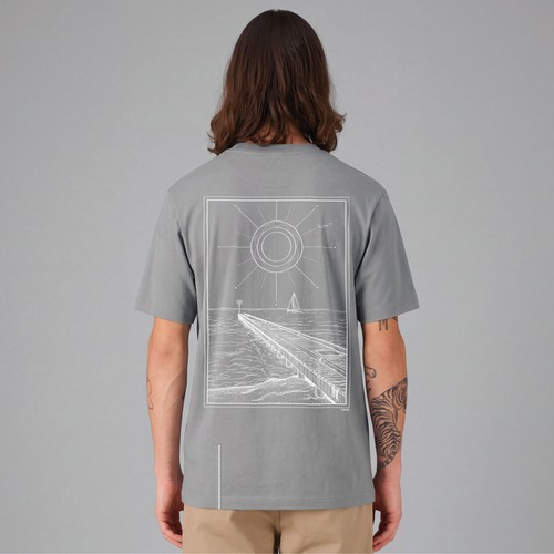 Illustrated t-shirt with the title 'Back-Print SANDSIDE'