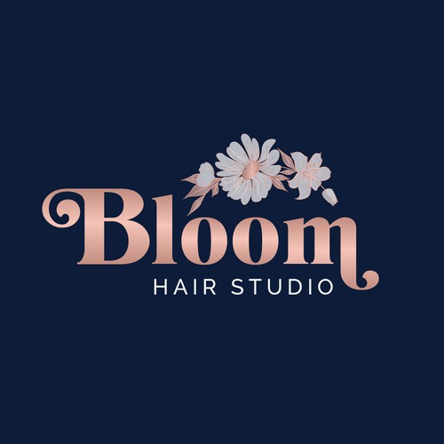 Daisy design with the title 'Bloom Hair Studio'