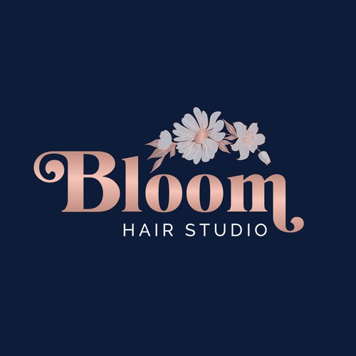 Bloom design with the title 'Bloom Hair Studio'