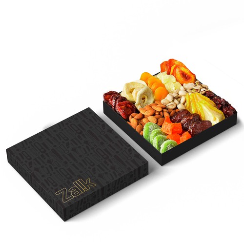 Gift packaging with the title 'Luxury Gift Box Design for Snacks'