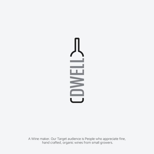 Wine bottle logo with the title 'Dwell Wine Makers Logo '