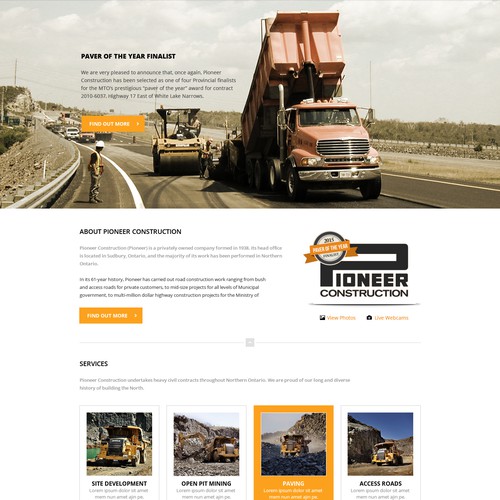 Construction website with the title 'Homepage for construction company'