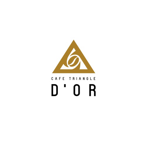 Coffee bean design with the title 'logo for Cafe triangle D'or a coffee bean roaster company'
