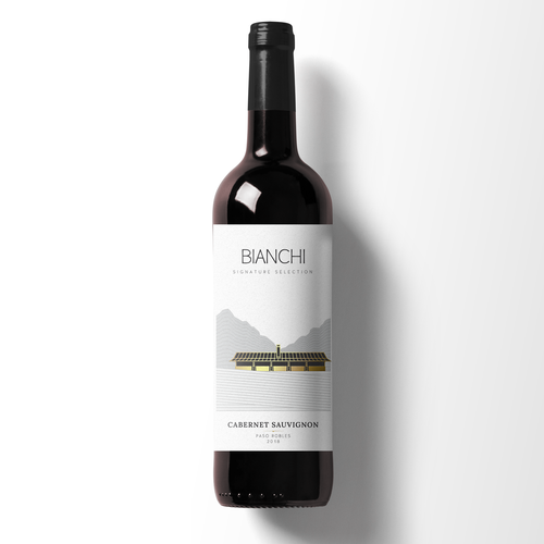 Alcohol label with the title 'Bianchi wine label design'