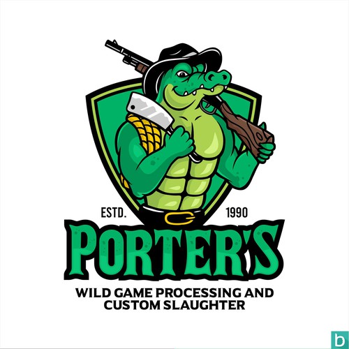 Alligator design with the title 'Porters Wild game Processing and custom slaughter'