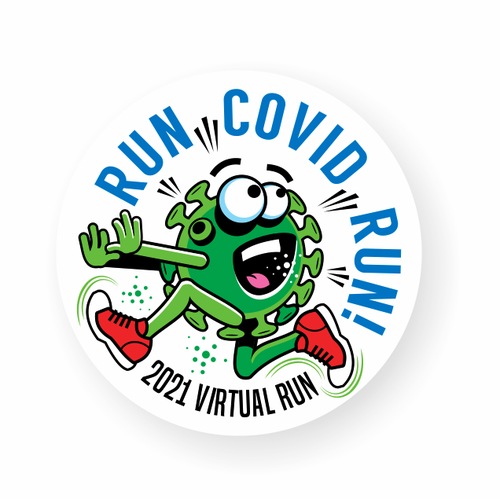 Sticker logo with the title 'Covid Related Design '