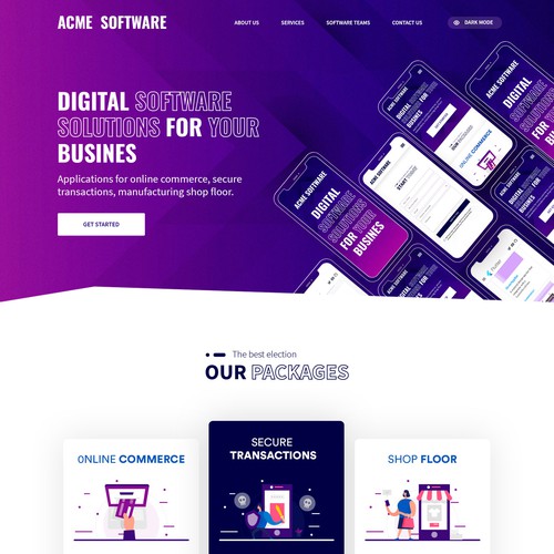 Startup website with the title 'Website  and App for a mobile'
