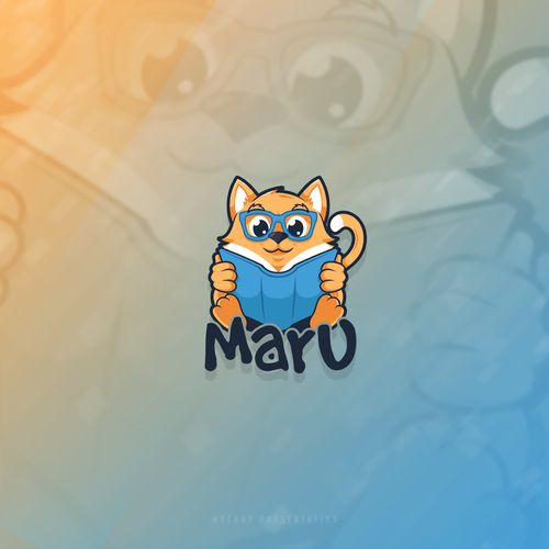 Novel logo with the title 'Cat reads book!'