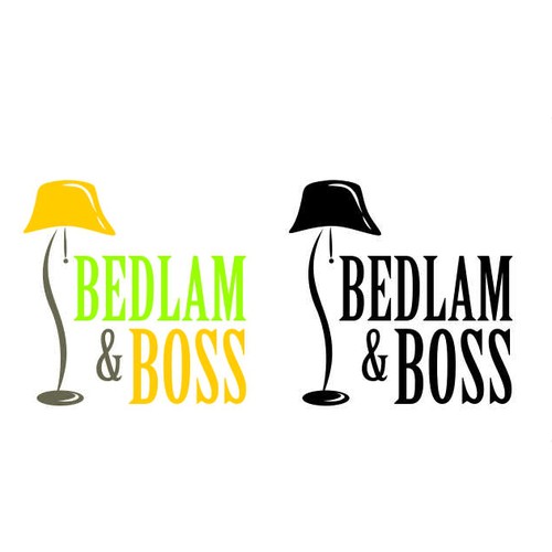 Lamp logo with the title 'Create a striking & funky design for our company Bedlam & Boss'