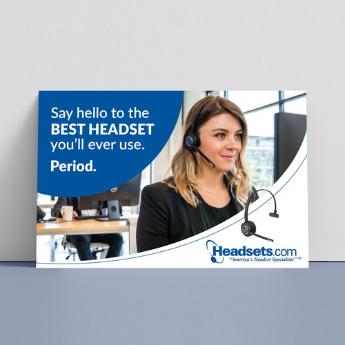 Direct mail design with the title 'Direct Mail for new Headset Products'