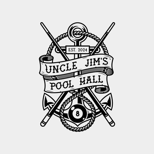 Nautical design with the title 'Logo concept for Uncle Jim’s Pool Hall'