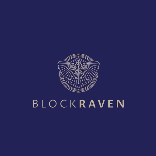Raven logo with the title 'Modern and sophisticated concept for cryptocurrency agency'