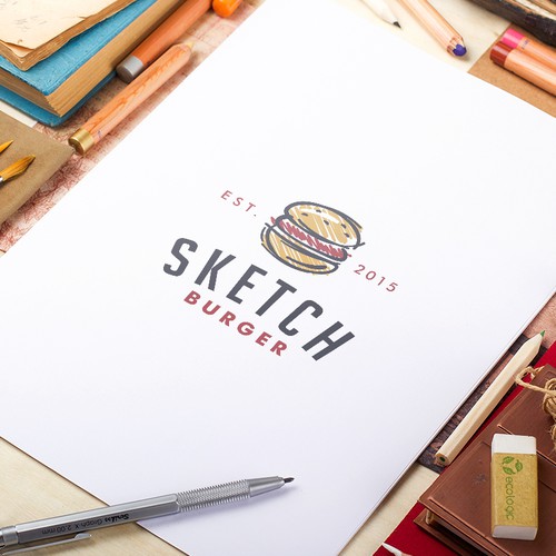 Fast food design with the title 'Sketch Burger'