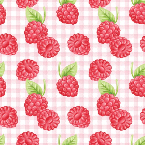 Fruit artwork with the title 'Raspberry seamless pattern'