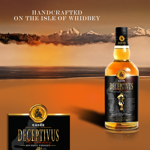 Liquor label with the title 'DECEPTIVUS - Label Whiskey - bottle packaging'