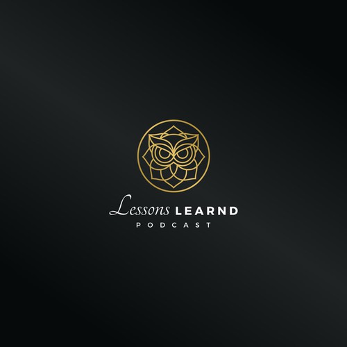 Owl logo with the title 'Logo for Lessons Learnd podcast'