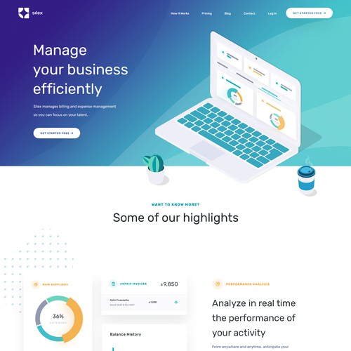 SaaS design with the title 'Business Management Website'