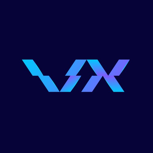 Abstract arrow logo with the title 'VX monogram'