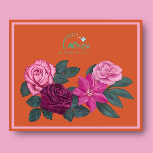 Gift box design with the title 'Illustration & design for a Beauty and Care Packaging'