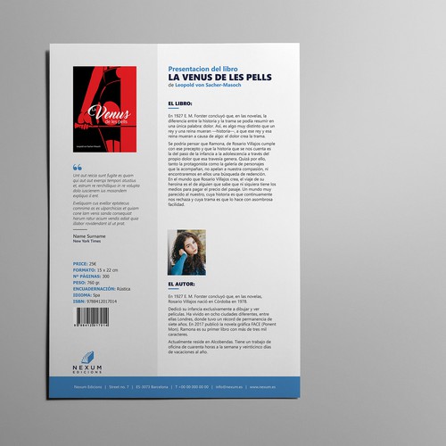 Spanish design with the title 'Word document to be used as a template of commercial info for every new book release'