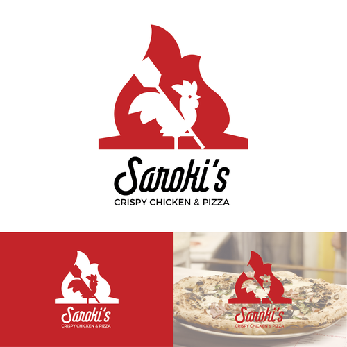 Pizza brand with the title 'Saroki´s Crispy Chicken & Pizza'