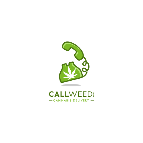 Ganja logo with the title 'LOGO FOR A CANNABIS DELIVERY SERVICE'