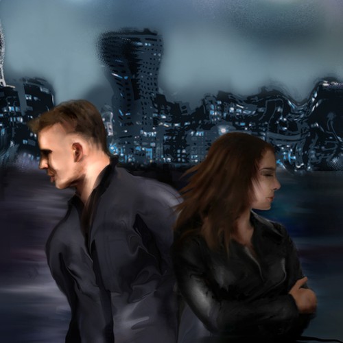 Book artwork with the title 'Dystopian Book Cover Illustration'