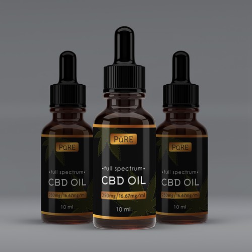 Hemp packaging with the title 'Label design for CBD Oil.'