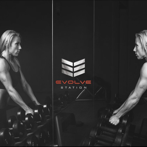 Gym brand with the title 'Logo Identity for Evolve'