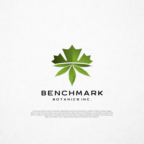 Weed design with the title 'Benchmark Botanics Inc.'