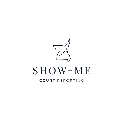 State design with the title 'Elegant and modern monoline logo design for Show-Me Court Reporting'
