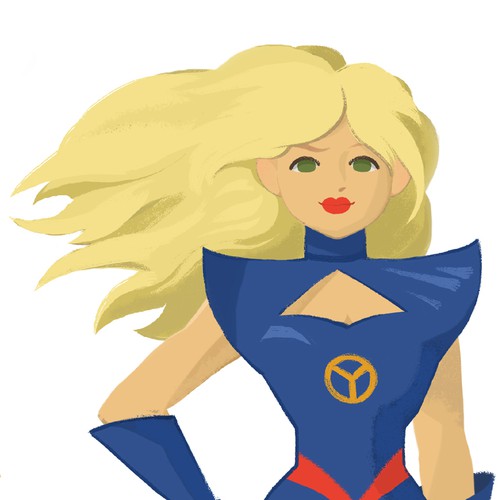 Superhero design with the title 'Superwoman concept character'