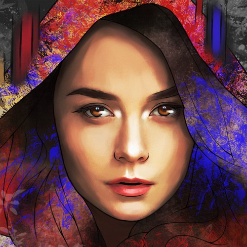 Digital illustration with the title 'POP ART PORTRAIT'