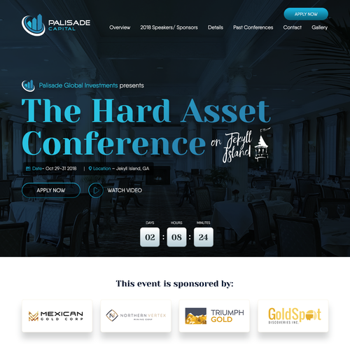Business website with the title 'Website for Palisade Hard Asset Conference'