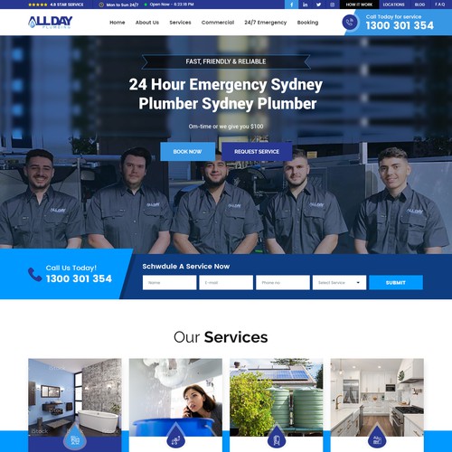 HVAC design with the title 'Plumbing Company Website Design'