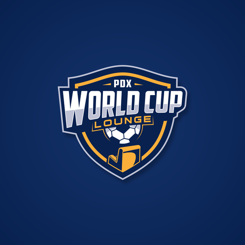 Football logo with the title 'modern logo badge design concept for PDX World Cup Lounge'