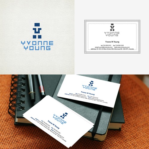 Name card design with the title 'A logo and business card concept for Yvonne M Young Professional Corporation'