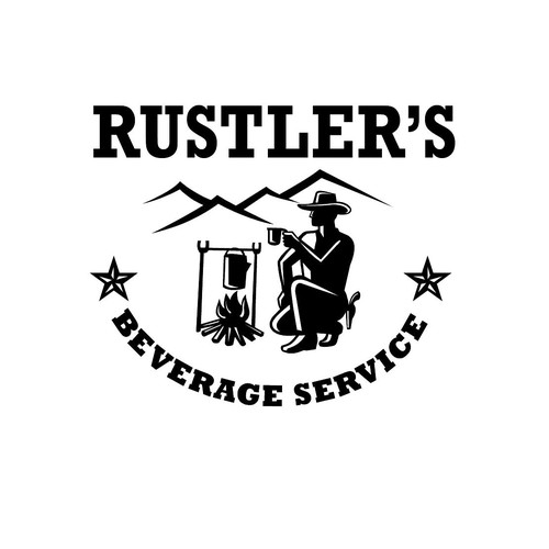 Campfire design with the title 'Rustler's Beverage Service'