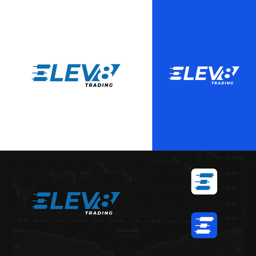 Elevate design with the title 'Elev8 Trading Logo Design - Minimalist Style'