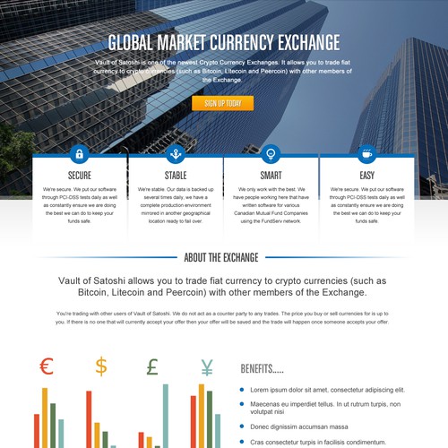 Currency design with the title 'Cryptocurrency Service Homepage Design'
