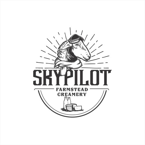 Sheep logo with the title 'Hand-drawn logo design'