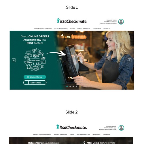 Restaurant website with the title 'Modern Landing Page ItsaCheckmate'