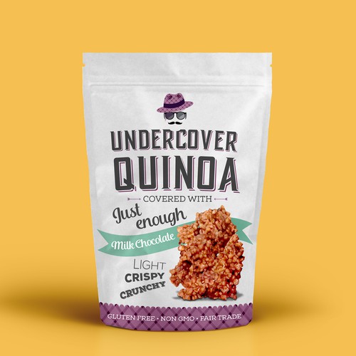Retro packaging with the title 'Package design for Undercover Quinoa'