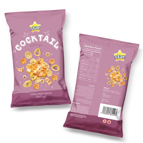 Chip design with the title 'Cereal based snacks'