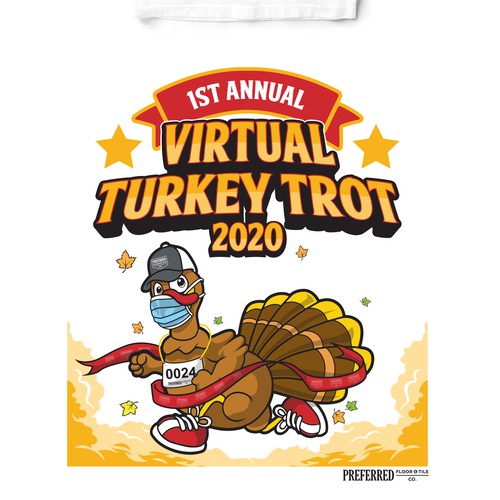 Anniversary t-shirt with the title 'Design entry to Virtual Turkey Trot 2020'